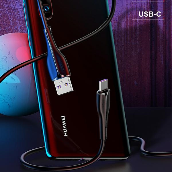  USAMS USB-C U38 A OPPO HUAWEI 5A Carga rápida 1m Negro