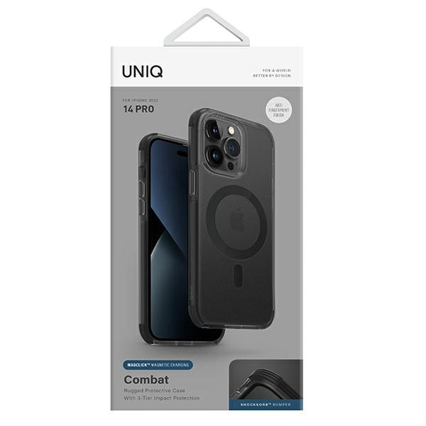 UNIQ hülle Combat iPhone 14 Pro 6.1" Magclick Charging schwarz/Beton chaRCoal