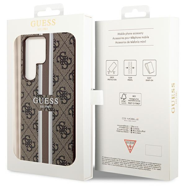 Coque Guess GUHCS23LP4RPSW S23 Ultra S918 marron/marron durcase 4G Printed Stripe Case