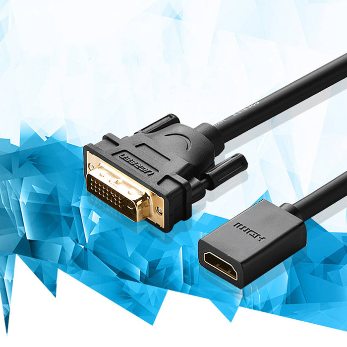 Cable adaptador Ugreen cable DVI (macho) - HDMI (hembra) 0,15m negro (20118)