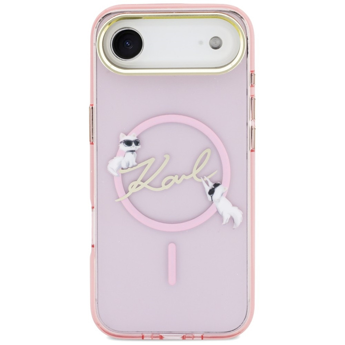 Etui Karl Lagerfeld IML Choupettes Karl  Script Logo MagSafe do iPhone Air różowy