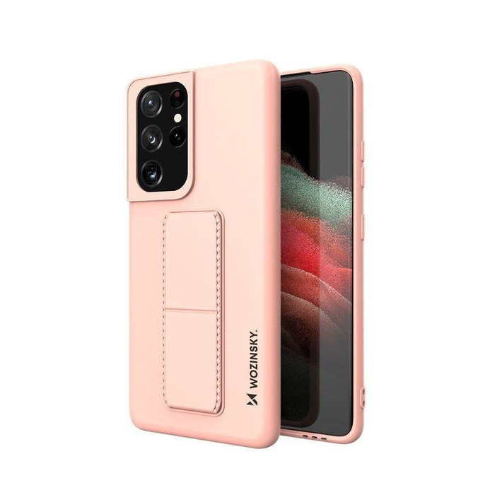 Wozinsky Kickstand Case Funda de silicona con soporte para Samsung Galaxy S21 Ultra 5G Rosa