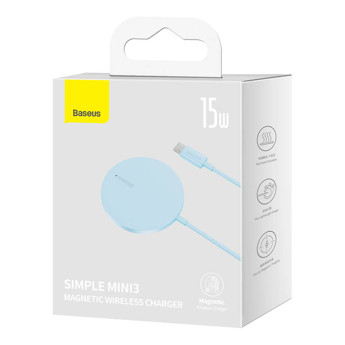 Caricabatterie magnetico Baseus Simple Mini3 MagSafe Qi 15W blu