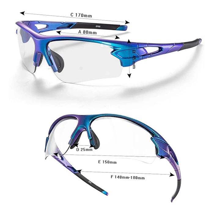 Lunettes de vélo photochromiques UV400 Rockbros 10069 bleues