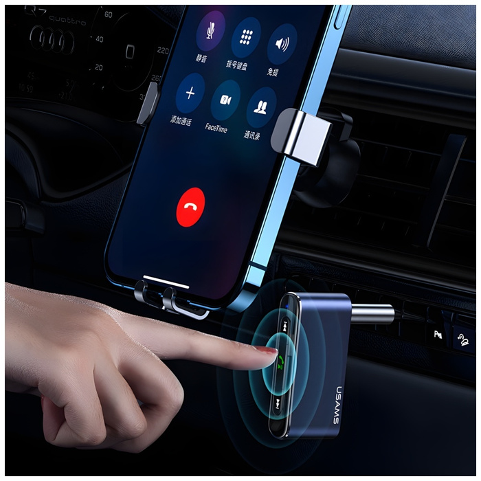 USAMS Bluetooth 5.0 audioadapter - 3,5 mm-es jack jack szürke / szürke SJ519JSQ01 (US-SJ519)