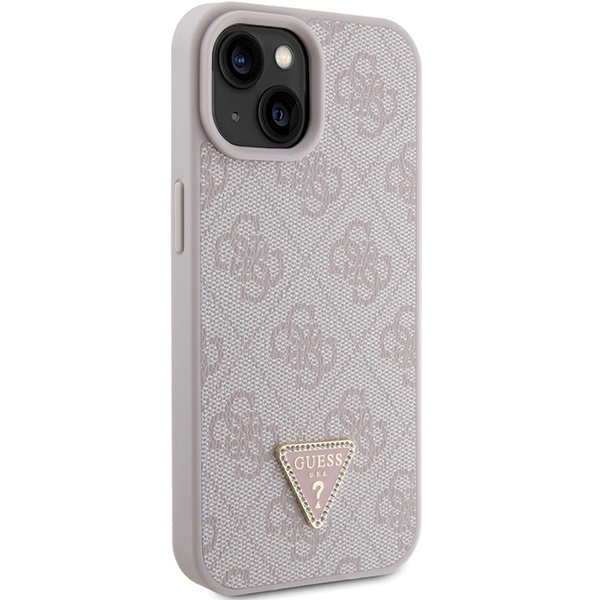 Guess GUHCP15SP4TDPP iPhone 15 6.1" rose/rose durcase Cuir 4G Triangle Strass