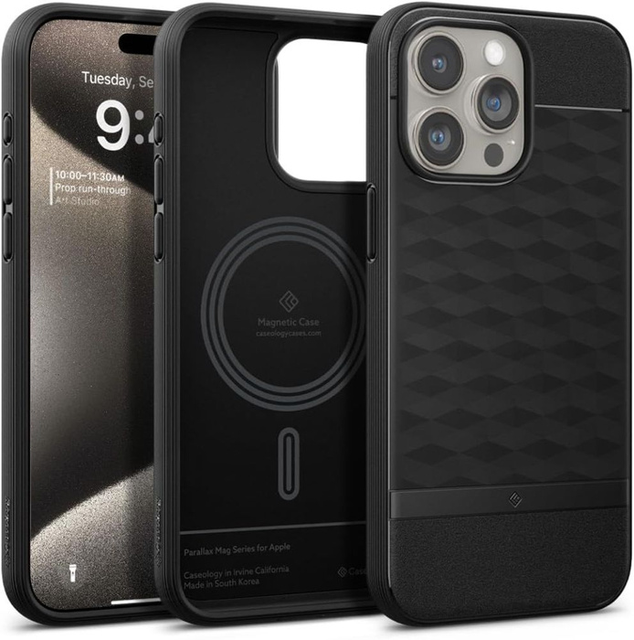 Case iPhone 15 Pro Max Caseology Parallax Mag MagSafe MATTE Black Case