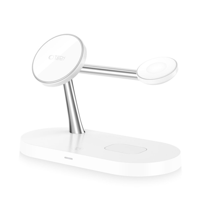Charger Inductive Tech-Protect A12 3 In1 Magnetic Magsafe Wireless Charger White