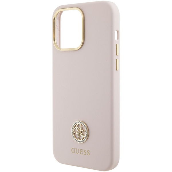 Guess GUHCP15XM4DGPP iPhone 15 Pro Max 6.7" rosa/rosa durocase Silicona Logo Strass 4G