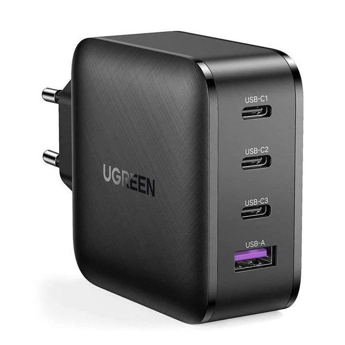 Caricabatterie rapido Ugreen PPS 65W USB / 3x USB tipo C QC 3.0 Power Delivery SCP FCP AFC (nitruro di gallio) nero (CD224 70774)