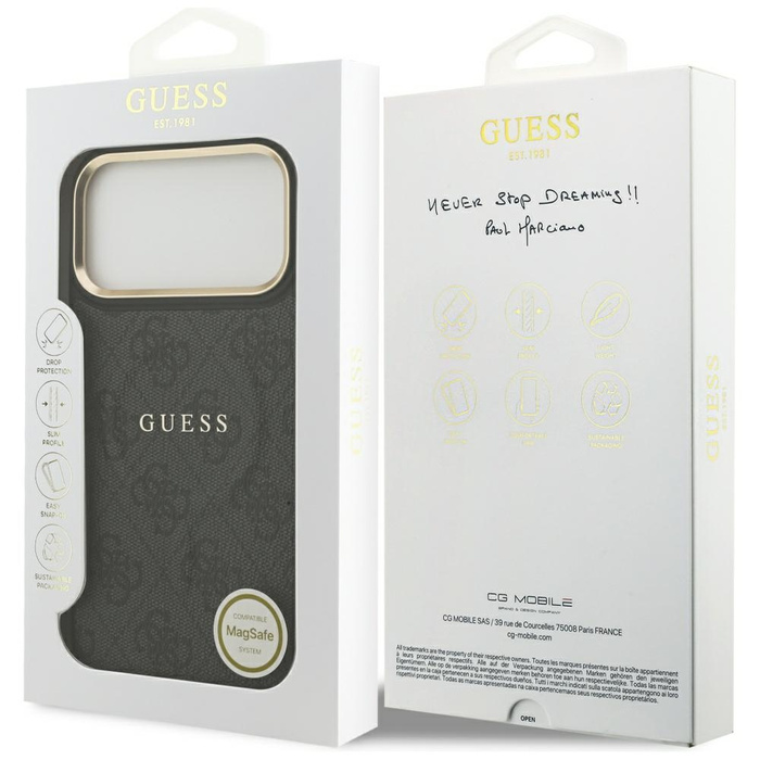 Etui Guess 4G PU Classic Logo MagSafe do iPhone 17 Pro Max czarny