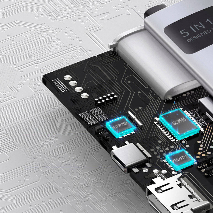 Baseus Metal Series multifunkčný USB HUB 5v1 USB Type C PD 100W HDMI sivý (WKWG020013)