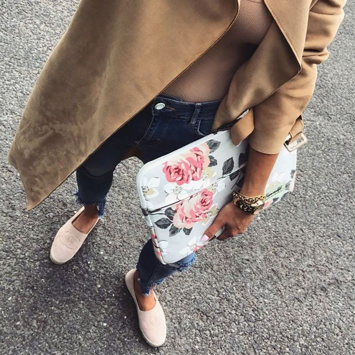 Hülle CANVASLIFE Aktentasche Laptop 15-16 Navy Rose Blau Tasche