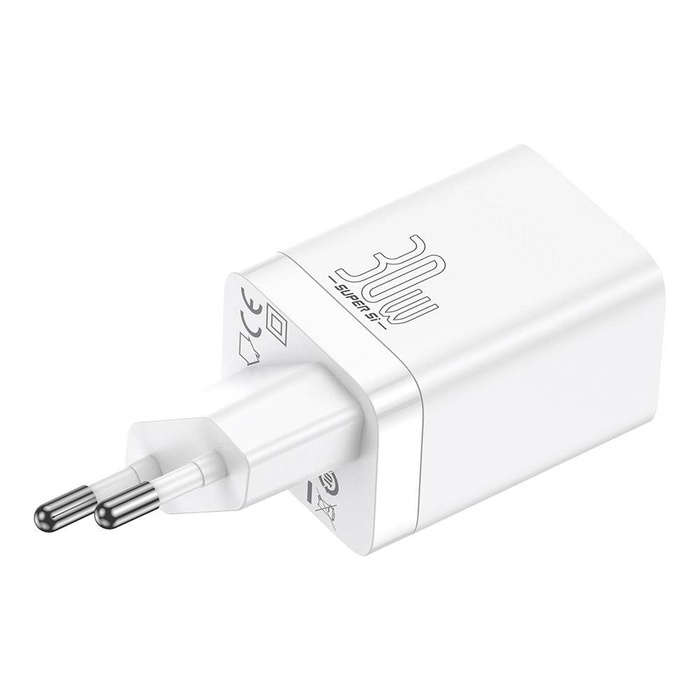 Baseus Super Si Pro USB / USB Tipo C Caricabatterie rapido 30W Power Delivery Ricarica rapida bianco (CCSUPP-E02)