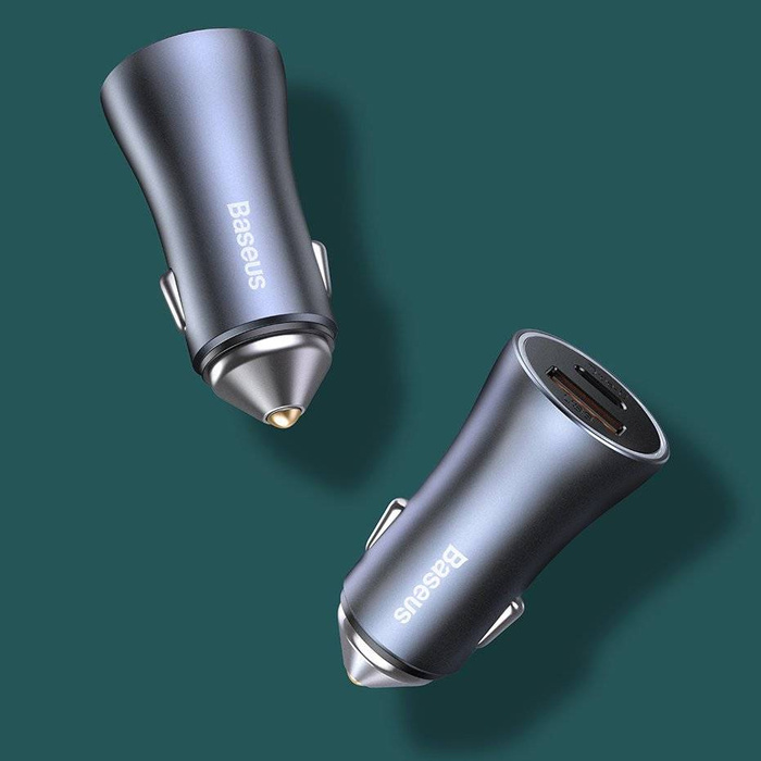 Baseus Golden Contactor Pro schnelles USB-Autoladegerät Typ C / USB 40 W Power Delivery 3.0 Quick Charge 4+ SCP FCP AFC + USB-Typ-C-Kabel - Lightning (TZCCJD-B0G)