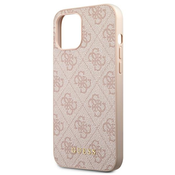 Hülle GUESS Apple iPhone 12 12 Pro 4G Metall Gold Logo Rosa Hartcase