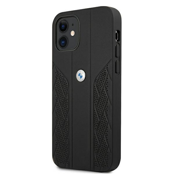 BMW Hülle Apple iPhone 12 Mini Leder Curve Perforate Schwarz Hardcase