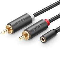 Cavo audio Ugreen cavo mini jack da 3,5 mm (femmina) - 2RCA (maschio) 25 cm grigio (AV102 10561)