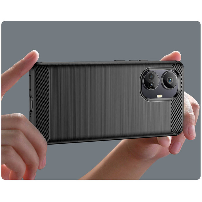 Obal Carbon Case obal pro Realme 10 Pro+ flexibilní silikonový carbonový kryt černý Case