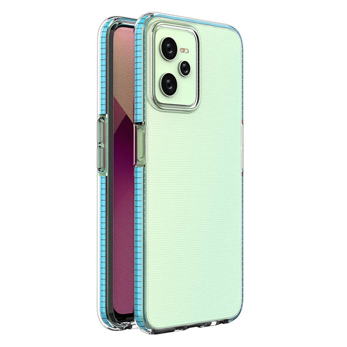 Spring Case pour Realme C35 housse en silicone avec cadre bleu clair
