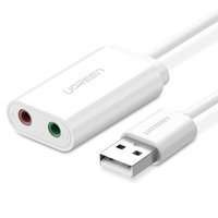Ugreen carte son externe adaptateur musique USB - mini jack 3,5 mm 15 cm blanc (US205 30143)