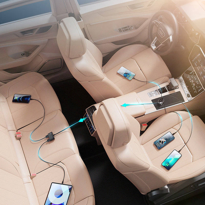 Joyroom vysokorychlostní nabíječka s 45W 5xUSB-A prodlužovacím kabelem černý (JR-CL03 Pro)