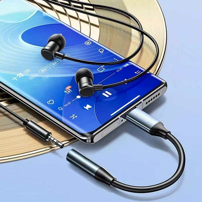 Adapter Wozinsky WACM-01 USB-C - mini jack 3,5mm - czarny