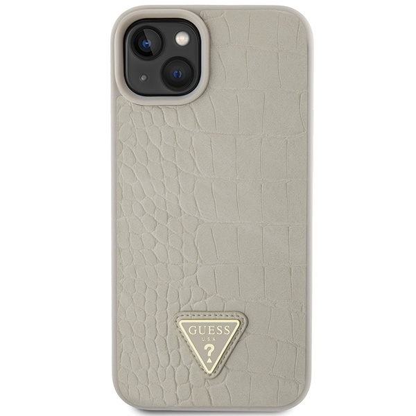 Case Guess GUHCP15SPCRTHCD iPhone 15 6.1" gold/gold hardcase Croco Triangle Metal Logo Case