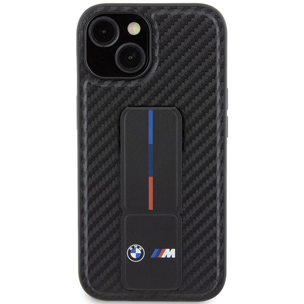 Hülle Bmw Bmhcp15sgspcck IPhone 15 6.1" Schwarz/Schwarz Hardcase Grip Stand Smooth &amp; CarbonCase