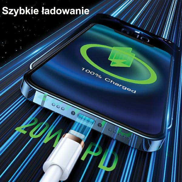 Cavo USAMS USB-C Apple Lightning U63 PD 1.2m Fast Charge 20W SJ484USB01 US-SJ484 Nero