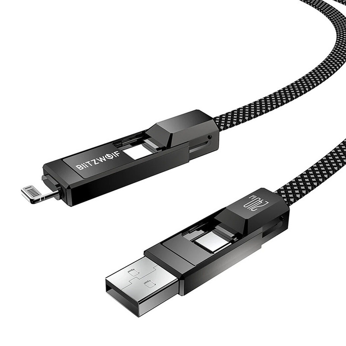 Kabel USB 4in1 Blitzwolf BW-HDC7 USB+C+Blitz 240W 1,2m (schwarz)