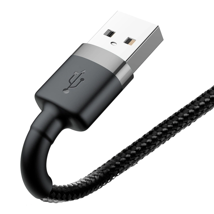 Câble Baseus Cafule Cordon nylon durable USB / Lightning QC3.0 2.4A 1M noir-gris (CALKLF-BG1)