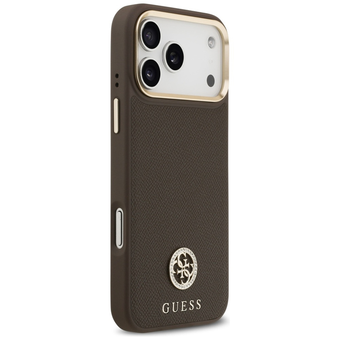 Etui Guess Grained Strass Logo MagSafe   do iPhone 17 Pro Max brązowy