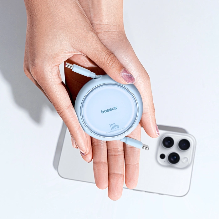 Baseus Free2Draw Mini USB-C - Cavo retrattile USB-C 100W 1m - blu