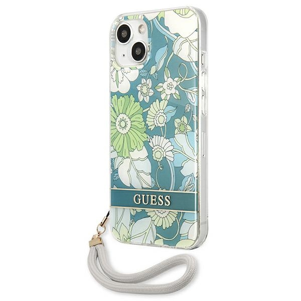 Case GUESS Apple iPhone 13 Flower Strap Green Hardcase