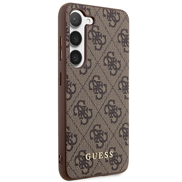 Funda Guess GUHCS23MG4GFBR S23 Plus S916 marrón/marrón duro case 4G Metal Logo Oro