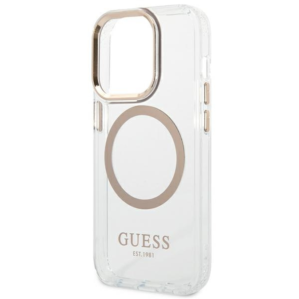 Guess GUHMP14LHTRMD iPhone 14 Pro 6.1" gold/gold hard case Metal Outline MagSafe