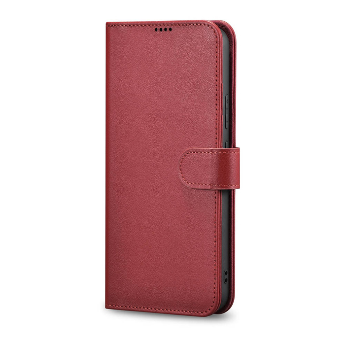 iCarer Haitang Funda de cuero tipo billetera Funda de cuero para Samsung Galaxy S22 + (S22 Plus) Funda tipo billetera roja (AKSM05RD)