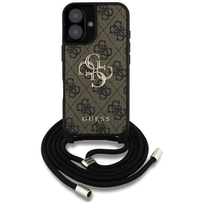 Etui Guess 4G Big Logo Cord Stap          Crossbody do iPhone 16 Plus brązowy