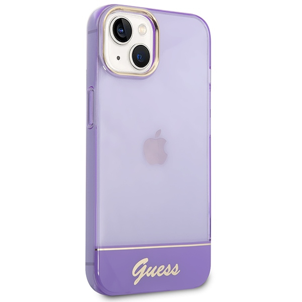 Hülle GUESS Apple iPhone 14 Plus Transluzent Lila Hartcase