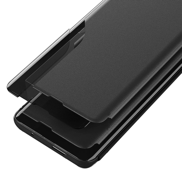 Eco Leather View Case elegante Hülle mit Klappe und Ständer für iPhone 16e - Schwarz