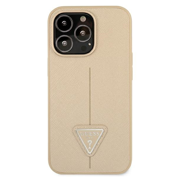 Case GUESS Apple iPhone 13 13 Pro Saffiano Triangle Logo Beige Hardcase