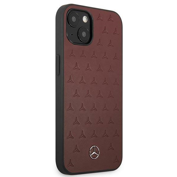 Hülle MERCEDES Apple iPhone 13 Mini Leder Sterne Muster Rot Hardcase