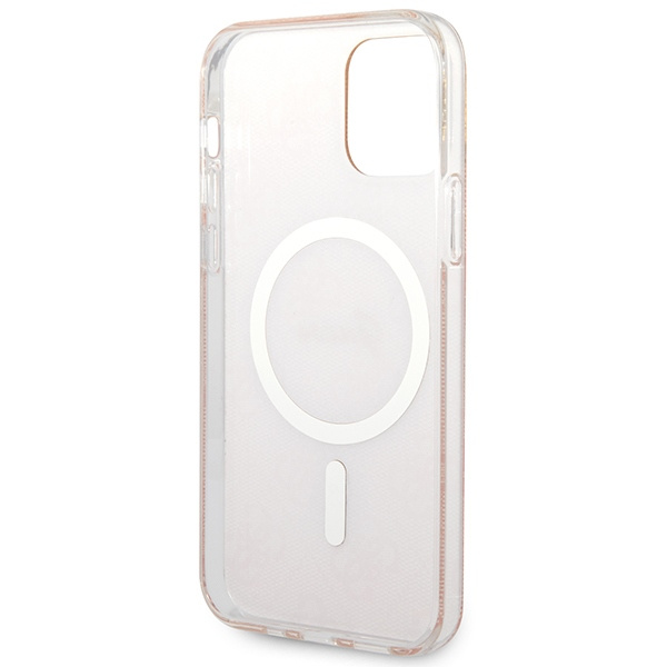 Kit Telefontok Guess Case+ töltő iPhone 12/12 Pro pink/pink hard case 4G nyomtatás MagSafe