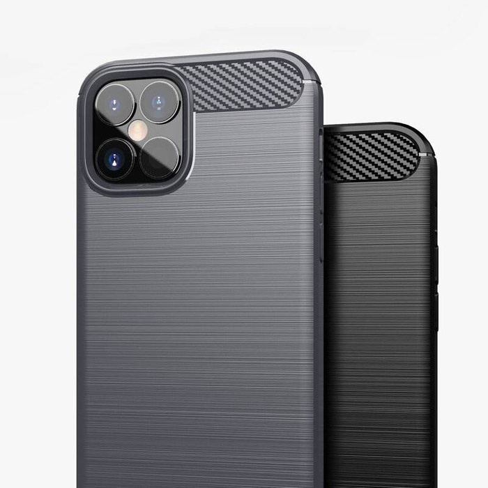 Custodia in carbonio Cover flessibile per iPhone 12 Pro Max nera