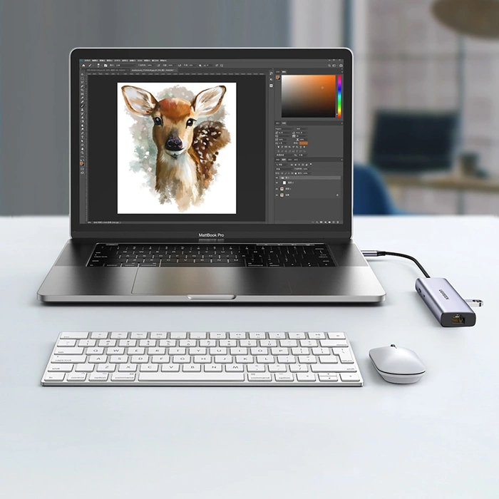 Hub adaptador UGREEN, USB_C a 2x USB 3.0, HDMI, RJ45, SD/TF