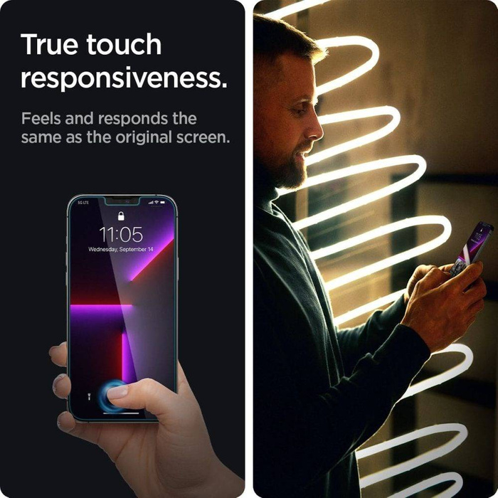 VERRE TEMPÉRÉ SPIGEN iPhone 13 PRO MAX GLAS.TR "EZ FIT" PAQUET DE 2 