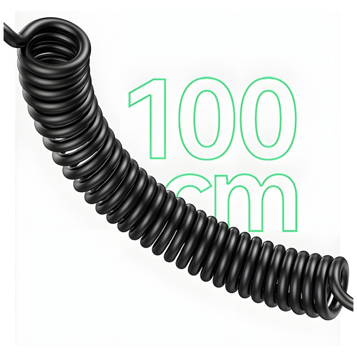 USAMS Charg. sam. 2xUSB-C 1xUSB-A C33 60W s pružinovým kabelem Fast Charge černá/černá CC167CC01 (US-CC167)