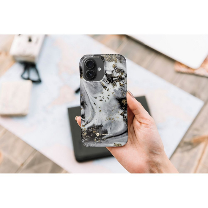 Etui na iPhone 16 Forcell F-Protect Mirage zgodny z MagSafe Military Drop-Test silver fog