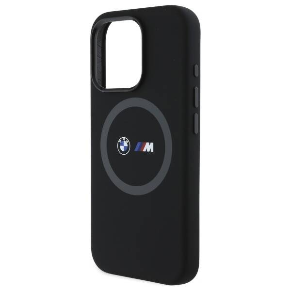 Funda BMW iPhone 16 Pro negro/negro durocase M Silicone Printed Ring MagSafe